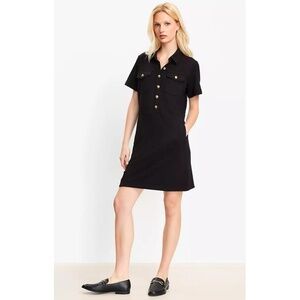 LOFT‎ Womens 18 Black Ponte Mini Pocket Shift Shirt Dress Work Party